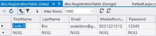 user data successfully store in the user registration form