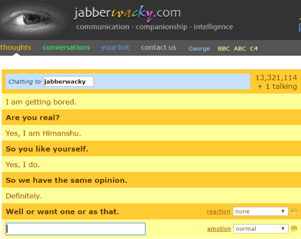 Best AI Chatbot Apps - Jabberwacky