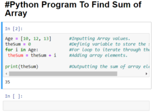 Python 3 Program To Find The Sum of An Array