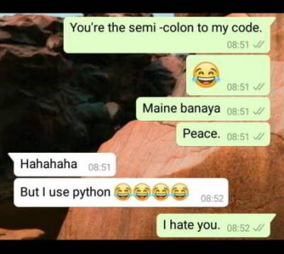 hilarious python funny meme 24 - semi colon to my code