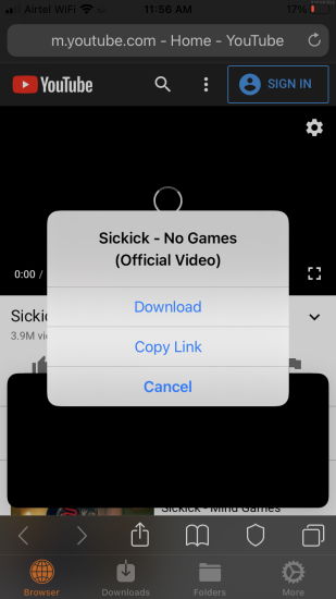 step 2 download youtube video in iOS