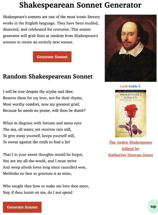 shakespearean sonnet generator
