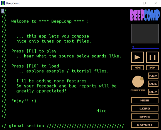beecomp - free chiptune music software