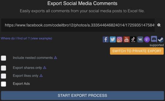 export facebook comments