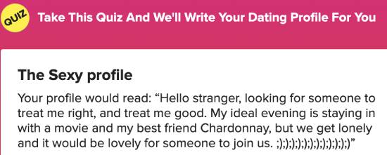 buzzfeed quiz - dating profile bio generator