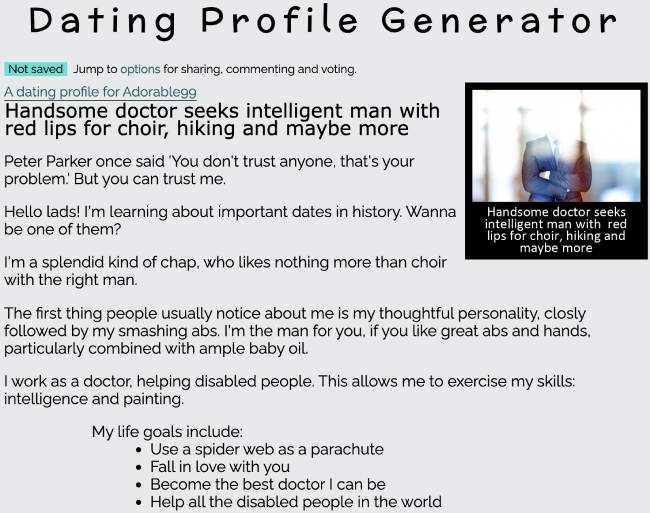 masterpiece generator - dating profile bio generator