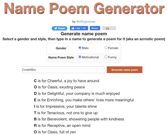 name poem generator website