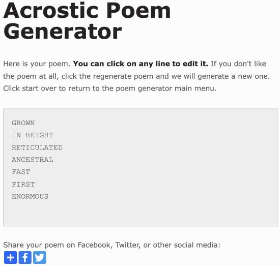 poetry generator - acrostic poem