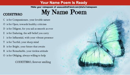 wish a friend - name poem generator