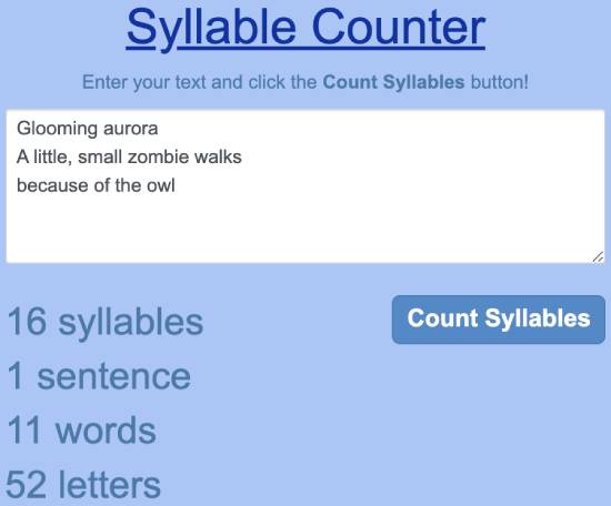 worldcalc - syllable counter