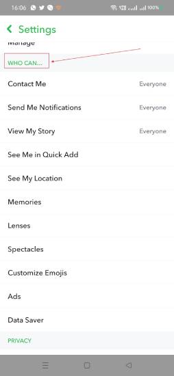 snapchat profile privacy settings