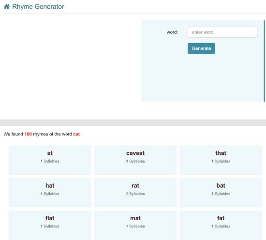 cool generator - generate sentence rhymes