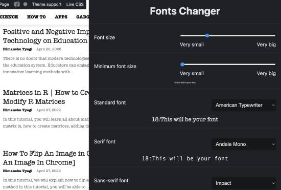 fonts changer chrome extension
