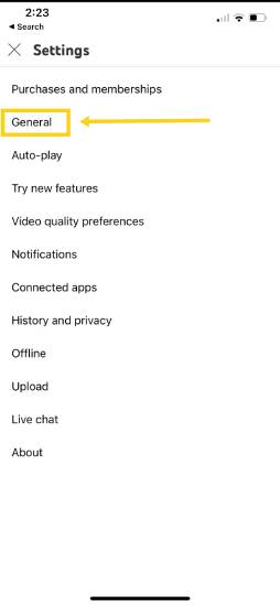 general youtube settings