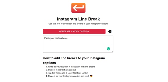 Instagramlinebreak.app to generate Instagram line break captions