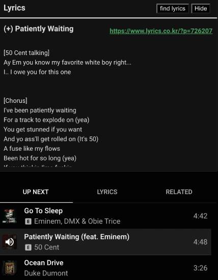 lyrics on youtube music