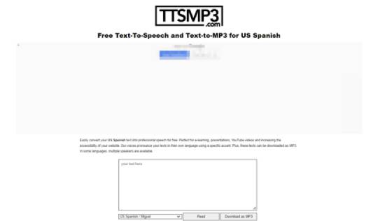 ttsmp3 - spanish text to speech converter website
