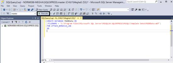 execute t sql query in ms sql server management studio