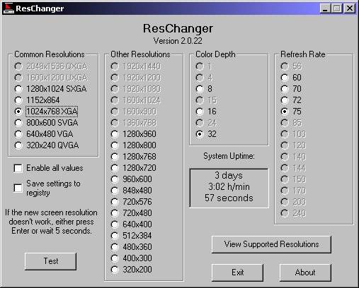 reschanger - screen resolution changer
