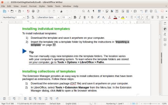 libreoffice writer - word processing software