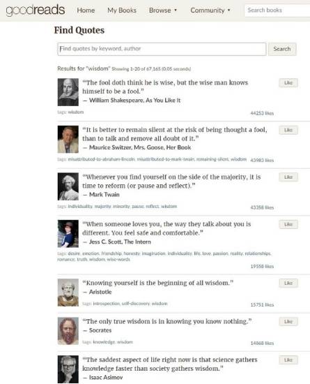 goodreads - search quotes