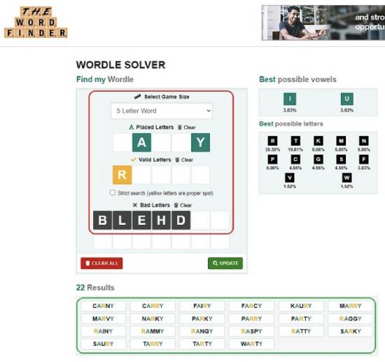 the word finder - solve wordle puzzles online