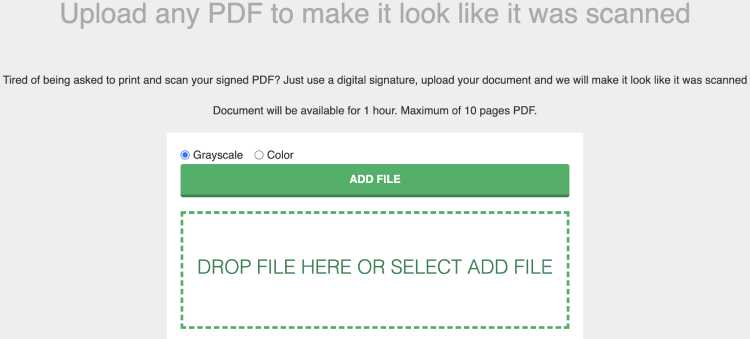 upload any pdf to make it look like it was scanned