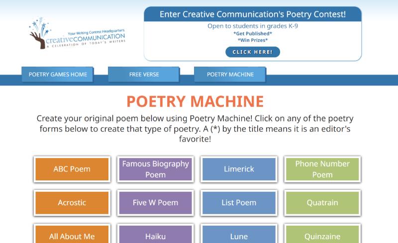 poetry machine - poem generators for kids