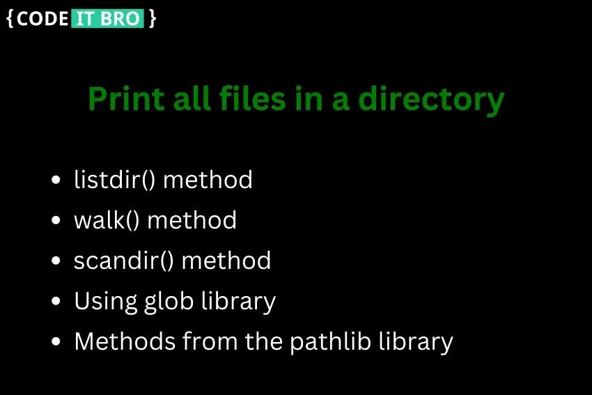 how to print all files in a directory using python