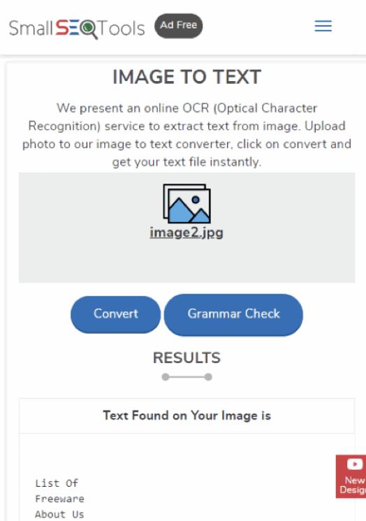 smallseotools - image to text online ocr tool