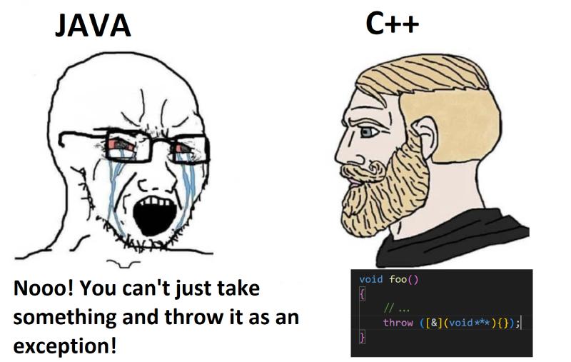 chad c plus plus vs java programming joke