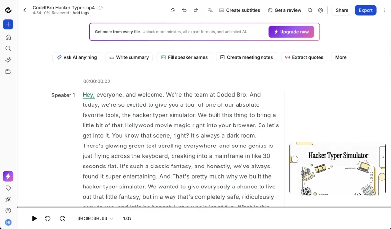 happyscribe - transcribe videos online