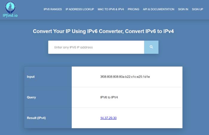 ipfinder - convert ipv6 to ipv4