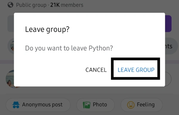 choose the leave group option