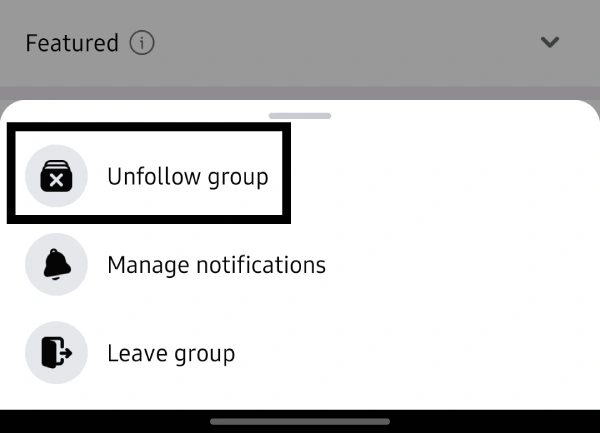 choose the unfollow group option