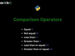 comparison operators in python