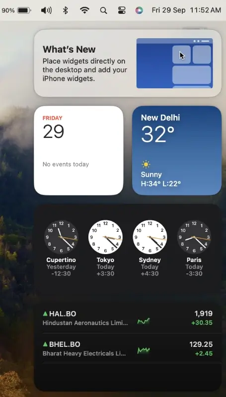 drag and drop widgets from notification center