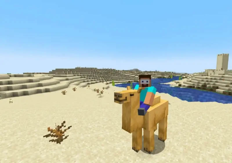 how to ride a camel in minecraft