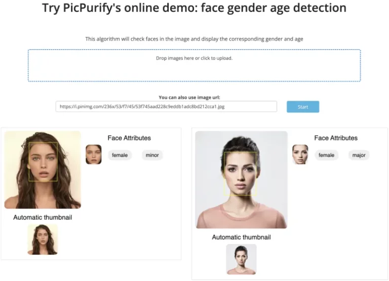 picpurify - face age geneder detection