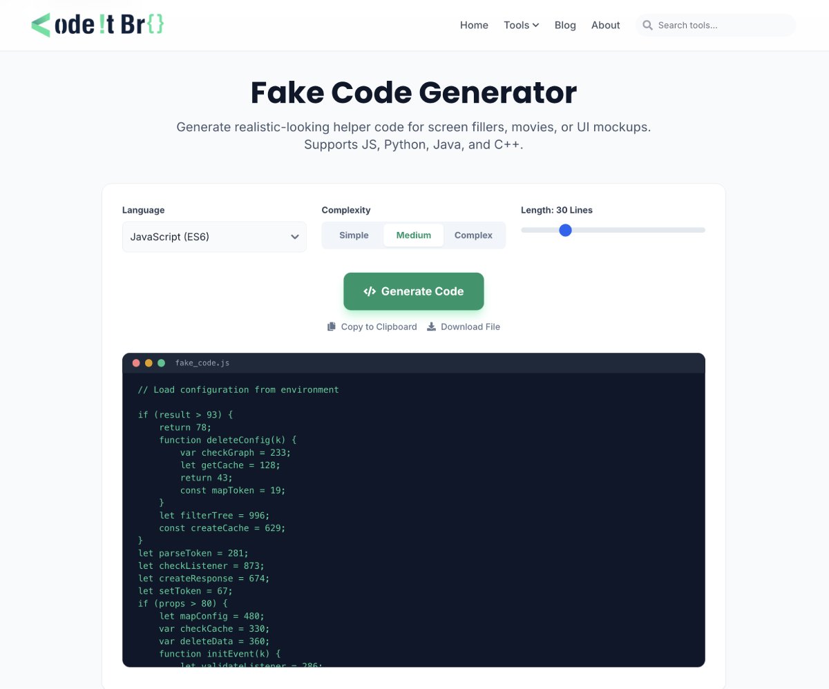 codeitbro fake code generator tool