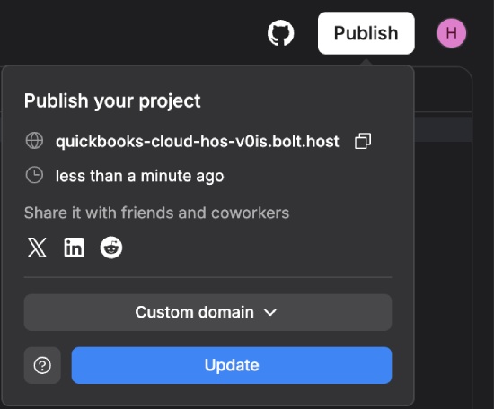 publishing website with bolt.new