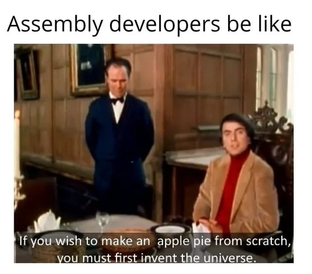 Assembly developers universe apple pie meme
