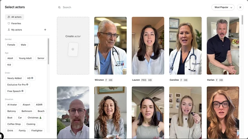 choose ai actors to generate ugc ads