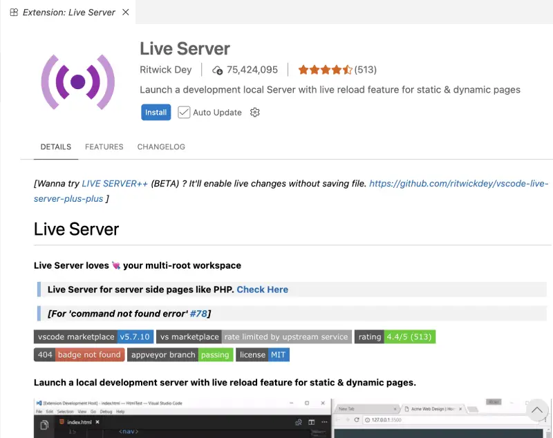 live server vs code extension