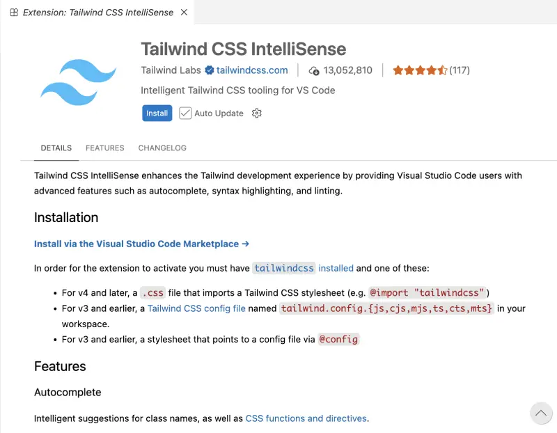 tailwind css intellisense