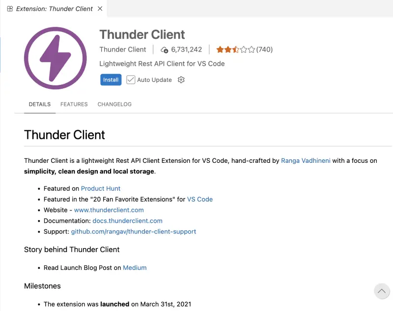 thunder client test apis in vs code