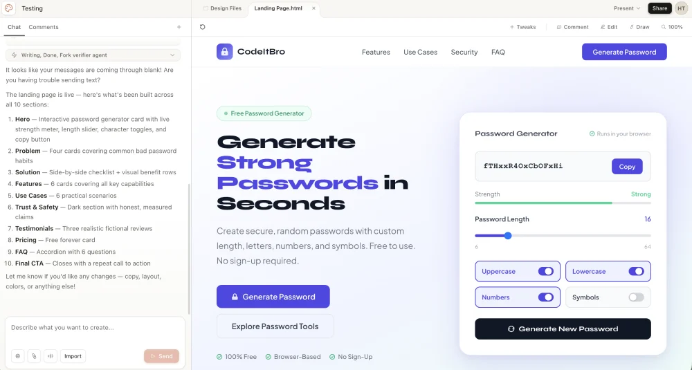 landing page designed by claude design