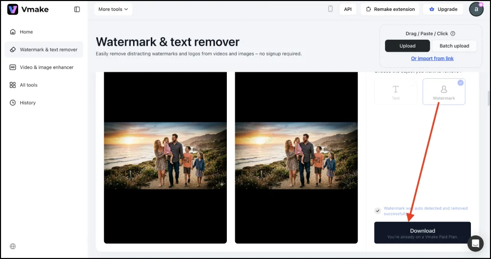 how to remove watermark from videos using vmake ai