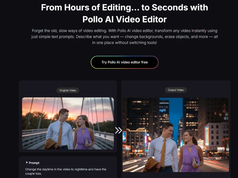 pollo ai video editor features